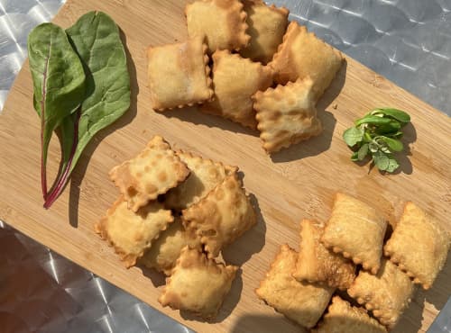 Aperitif-Tourtons Kartoffel, Fleisch, Ziegenkäse, je 6 Stück