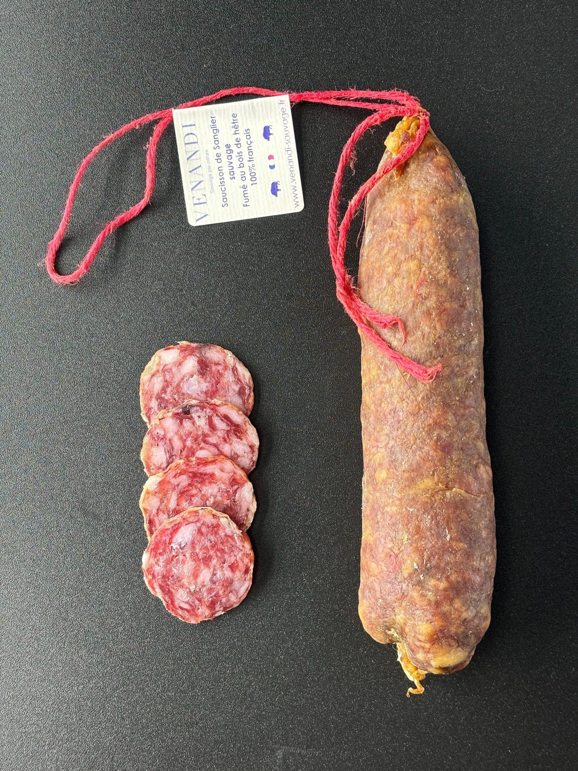 Saucisson vom Wildschwein 100 % französisch, über Buchenholz geräuchert, Foto 1 von 3